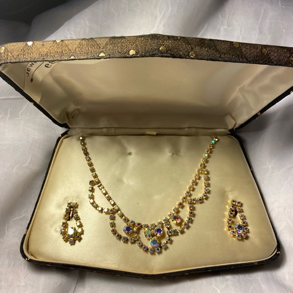 Vintage Jewels by estrella  necklace earring Set 50s 1960s rhinestone SET retro - Picture 14 of 14